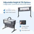 MotionGrey Blessy 5-in-1 Baby Bassinet - Foldable Co-Sleeper Crib with Wheels and Rocking Mode - Light Grey-7