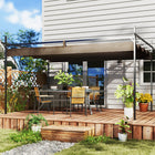 Outsunny Outdoor Gazebo, Retractable Pergola Canopy - 10' x 10' - Brown-Splash-proof canopy with UPF30+ shields from sun 