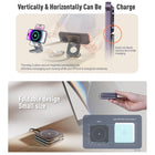 Adam Elements Mag 3 Magnetic 3-in-1 Foldable Travel Charging Station-Flexible Viewing: Charges both vertically and horizontally, offering secure magnetic connections and precise alignment for effortless messaging and video viewing while charging