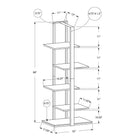 Monarch Specialties 7232 60"H Bookcase - Dark Taupe/Black Metal-Dimensions: 60"H x 32"W x 13"D