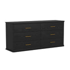Manhattan Comfort Clifford Traditional 6-Drawer Double Dresser - Black-Rounded Edges: Soft contours add visual appeal and a smooth, finished look