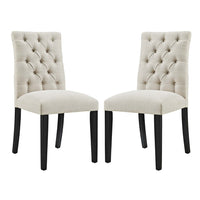 Modway Duchess Fabric Dining Chair - Beige - 2 Pack-Dense Foam Padding for Comfort
