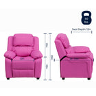 Flash Furniture Deluxe Padded Contemporary Hot Pink Vinyl Kids Recliner with Storage Arms-Headrest Cover