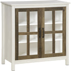 HOMCOM 31.5" L Kitchen Sideboard - White-Tempered glass brings elegance and romance to the interior design of your home