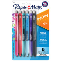 Paper Mate InkJoy Gel Pen - 0.7mm - Assorted Colours - 6 Pack-Quick drying ink provides a smear free writing experience