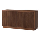 Hudson&Canal Hanson Rectangular Fluted TV Stand for TV's up to 55" - Satin Walnut-Top weight capacity is 75 lbs, middle shelf can support 25 lbs, while lower shelf hold 35 lbs