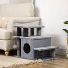 PawHut Adjustable Height Cat Stairs with Scratching Post for Sofa - Black?Grey-Specially designed for pets to play, sleep, and enjoy their time without disturbance 