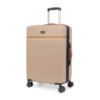 Bugatti Cannes Collection 26.50" Hardside Checked Spinner Luggage - Taupe-Made of lightweight and resistant ABS/PC with Pu trims
