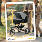 PawHut 3-Wheel Pet Stroller for Small and Medium Dogs - Grey-2 security leashes inside to keep your pet securely strapped in 