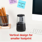 Staples Everyday Dual Powered Moderate Use Pencil Sharpener - Black-Small footprint on your desk or counter with a no-slip bottom for stability