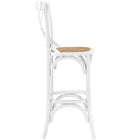 Modway Gear Bar Stool - White-Natural rattan seat