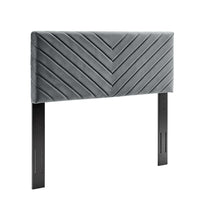 Modway Alyson Angular Channel Tufted Performance Velvet Full/Queen Headboard - Charcoal-Vintage Modern Headboard