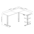 Uplite L-Shaped Dual Motor Height-Adjustable Corner Standing Desk - 63" x 55" - White-Frame Dimensions (Sitting): 63"+55"(L) x 23.6"(W) x 28.3"(H)
