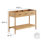 Modway Zaire 48" Double Sink Compatible Bathroom Vanity Cabinet - Natural-Spacious Middle Drawer