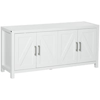 HOMCOM Farmhouse 51.2" L Kitchen Sideboard - White-Farmhouse style cabinet fits well with most styles of home furniture