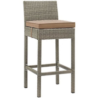 Modway Conduit Outdoor Patio Wicker Rattan Bar Stool - Light Gray Mocha-Modern Outdoor Bar Stool