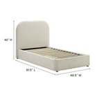 Modway Keynote Upholstered Fabric Curved Twin Platform Bed - Heathered Weave Ivory-Woven Heathered Fabric Upholstery