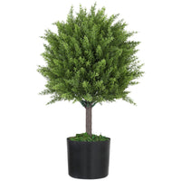 HOMCOM 21.7"H Decorative Artificial Plants for Home - Green-Artificial cedar topiary trees enhance home aesthetics 
