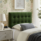 Modway Lily Stain-Resistant Performance Velvet Twin Size Headboard - Moss Green-Biscuit Tufted Design