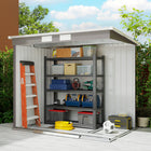 Outsunny 7' x 4' Lean to Garden Shed with Foundation Kit-Sliding double door for easy access in and out. Can be locked, lock not included
