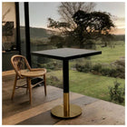 Plata Import Ruby Square Dining Table - Black-Faux Marble Top (Stone)
