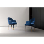 Manhattan Comfort Carrington 20.9" Modern Glam Velvet Upholstered Dining Armchairs - Midnight Blue - Set of 2-Frame Made of Kiln Dried Birch Wood with Dowelled Joints and Reinforced Corners