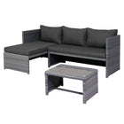 Dura Housewares Punta Cana Sofa Set - Grey-Made with a sturdy rattan-style frame and 220g olefin fabric, known for its durability and outdoor performance