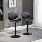 HOMCOM Bar Stools with Curved Back and Footrest - Black - 2 Pack-Seat height is adjustable from bar to counter height
