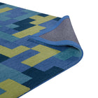Modway Andela Interlocking Block Mosaic Area Rug - 8 ft W x 10 ft L - Multicolored Blue/Light Olive Green-Stain Resistant / Easy To Clean