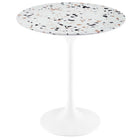 Modway Lippa 20" Round Terrazzo Side Table - White Terrazzo-Modern Side Table