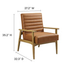 Modway Jensen Vegan Leather Accent Chair - French Oak Tan-Horizontal Channel Tufting