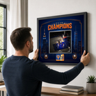 Frameworth New York Knicks 2026 Champions: OG Anunoby Game 4 Tip-In PhotoGlass Framed Photo - 22" W x 18" H - Blue-Finished size 22x18 inches: Horizontal framed display sized for living rooms, offices, fan caves, and sports rooms