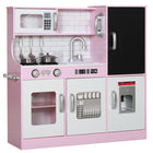Qaba Kids Play Kitchen with Chalkboard, Ice Maker - Pink-Chalkboard for menu writing boosts creativity in meal planning 