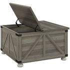 HOMCOM Coffee Table with Flip Top Hidden Storage - Distressed Grey-Barn-panelled farmhouse style fits for living room, office, or apartment