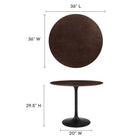 Modway Lippa 36" Round Wood Dining Table - Black Cherry Walnut-Wood Grain Veneer and MDF Tabletop