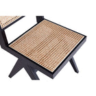 Manhattan Comfort Hamlet 17.64" Industry Chic Dining Chair - Black and Natural Cane - Set of 4-21.06" L x 23" W x 32.87" H