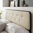 Modway Collins Tufted Fabric and Wood Full Headboard - Black Beige-Rubberwood and MDF