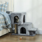PawHut 4-Step Pet Stairs with Scratching Posts - Grey-Covered in plush fabric to protect your pet's sensitive paws 