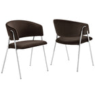 Modway Nella Upholstered Performance Velvet Dining Chair - Chocolate Brown - 2 Pack-Set of 2 Accent Dining Chairs