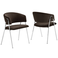 Modway Nella Upholstered Performance Velvet Dining Chair - Chocolate Brown - 2 Pack-Set of 2 Accent Dining Chairs