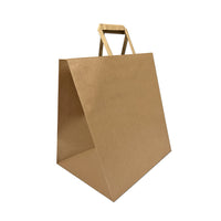 Reliabag Paper Bags - Flat Handles - 14" W x 10" D x 15.75" H - Kraft - 250 Pack-Made by the premium kraft paper with the re-enforced flat bottom