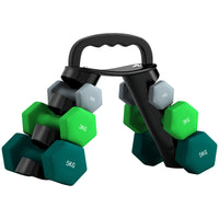 Soozier 40 lb Hex Dumbbell Set with Vertical Rack-Complete weight set: Two 2.2 lb. (1 kg), 6.6 lbs. (3 kg) and 11 lbs. (5 kg) pairs 