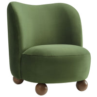 Modway Monroe Performance Velvet Accent Chair - Moss Green Walnut-Stain-Resistant Performance Velvet
