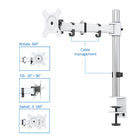 ShoppingAll Single Monitor Mount Stand with Adjustable Arm for 13"-32" Monitor - White-The VESA head can tilt +90-degrees to -35-degrees, swivel 180-degrees, and 360-degrees rotation. Easy rotation between portrait and landscape viewing position