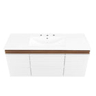 Modway Render 48" Wall-Mount Bathroom Vanity - White/Walnut/White-Fixtures Not Included