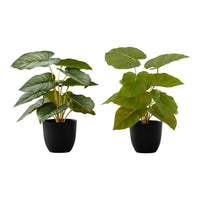 Monarch Specialties 13" Artificial Indoor Epipremnum - Table - Black Pots - Set of 2-Add some greenery to your space with this 13" Tall Epipremnum Artificial Plant set of 2
