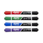 Expo Low Odour Dry Erase Marker - 2 in 1 Chisel - 4 Pack-Low-odour ink is ideal for offices, homes and classrooms