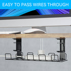 ShoppingAll Under Desk Cable Organizer Tray Wire Management Rack with 10 Cable Ties - Black - 4 Pack-INCLUDES TIES: Comes with reusable cable ties to securely fasten wires in place along the length of the tray, keeping your cords organized.