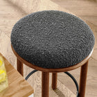Modway Fable Boucle Fabric Counter Stools - Walnut Charcoal - Set of 2-Wood Frame