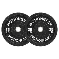 MotionGrey Premium Weight Plates - Olympic Strength Training Plates - 35 lb - Black - Set of 2-Durable Rubber-Coated Plates: Thick rubber exterior reduces noise, protects floors, and ensures long-lasting performance for home workouts